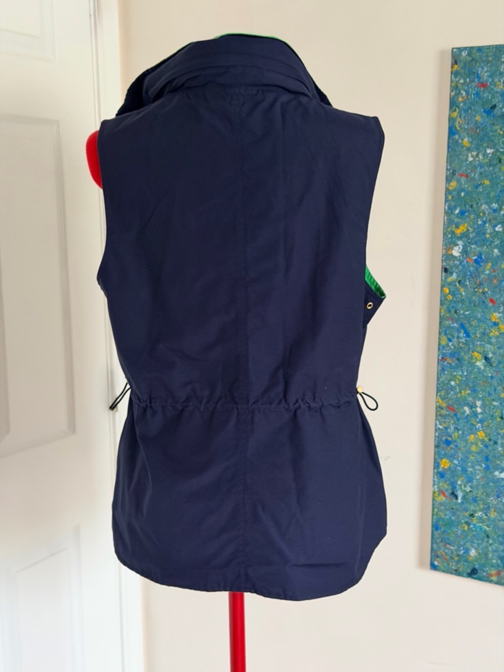 Vintage Y2K Lauren Ralph Lauren Reversible Vest Navy Green Hooded Gilet S–M (MP) - Picture 3 of 6